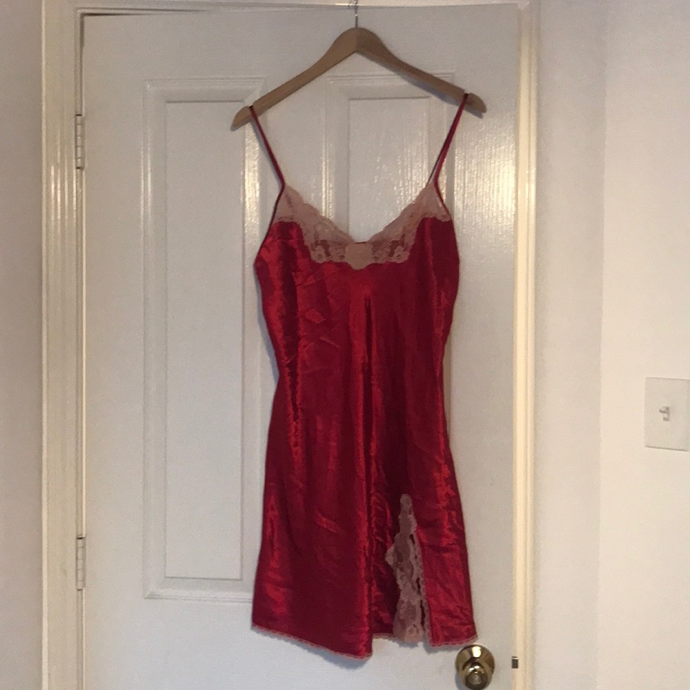 Gilligan O’Malley Silky Red Lace Cami Chemise Slip Nightgown - Excellent - Med